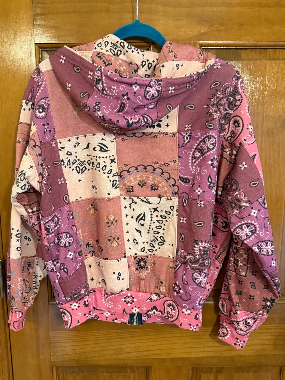 Aviator Nation Pink BANDANA QUILTED ZIP HOODIE S - Picture 5 of 8